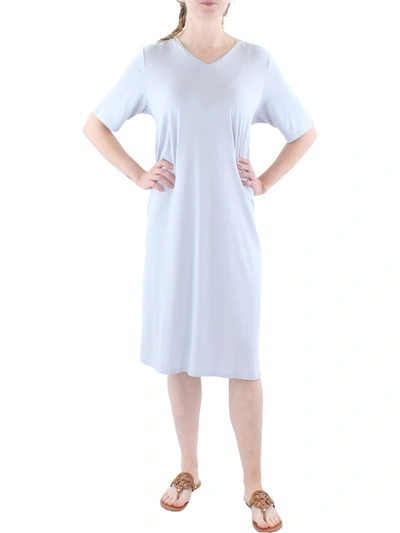 Eileen Fisher Womens V-neck Knee T-shirt Dress In Blue