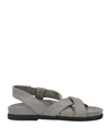 Ixos Woman Sandals Lead Size 7 Soft Leather, Textile Fibers In Grey