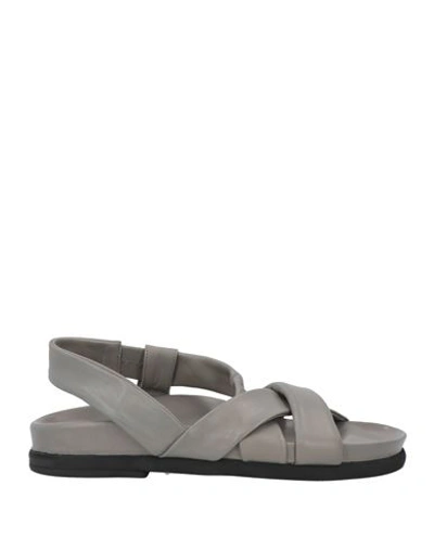 Ixos Woman Sandals Lead Size 7 Soft Leather, Textile Fibers In Grey