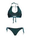 Vacanze Italiane Woman Bikini Deep Jade Size 8 Polyamide, Metallic Fiber In Green
