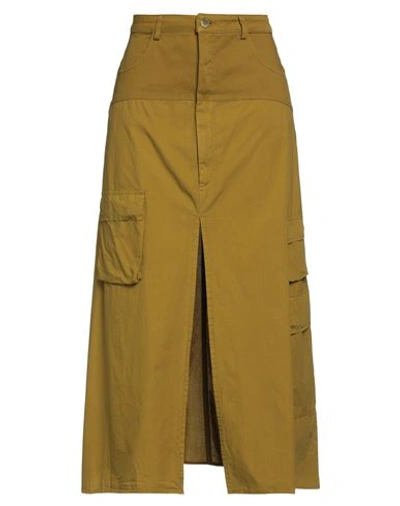 Siste's Woman Maxi Skirt Military Green Size L Cotton