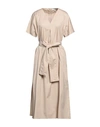 Antonelli Woman Midi Dress Beige Size 14 Cotton