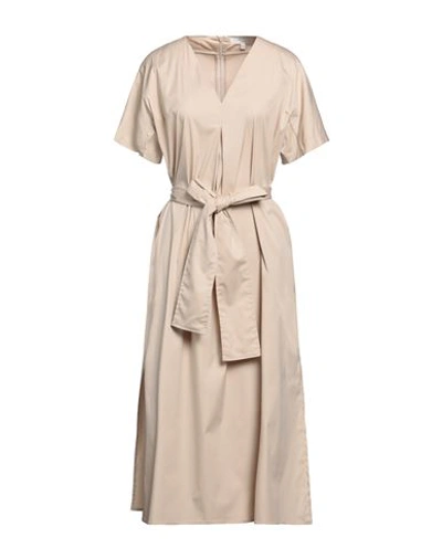 Antonelli Woman Midi Dress Beige Size 14 Cotton