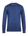 Dondup Man Sweater Blue Size 42 Merino Wool In Blue