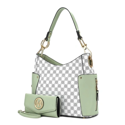 Mkf Collection By Mia K Penelope Circular Print Vegan Leather Women's Shoulder Bag Witch Matching Wallet - 2 Pieces In White