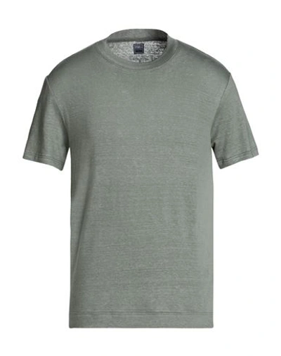 Fedeli Man T-shirt Military Green Size 44 Linen, Elastane In Green