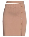 Andreädamo Andreādamo Woman Mini Skirt Light Brown Size L Viscose, Polyester, Polyamide, Elastane In Beige