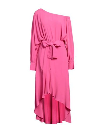 Marella Woman Midi Dress Fuchsia Size 8 Acetate, Silk In Pink
