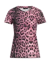 Cavalli Class Woman T-shirt Fuchsia Size L Cotton, Elastane In Pink