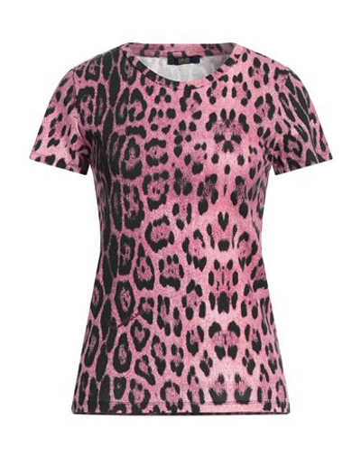 Cavalli Class Woman T-shirt Fuchsia Size M Cotton, Elastane In Pink