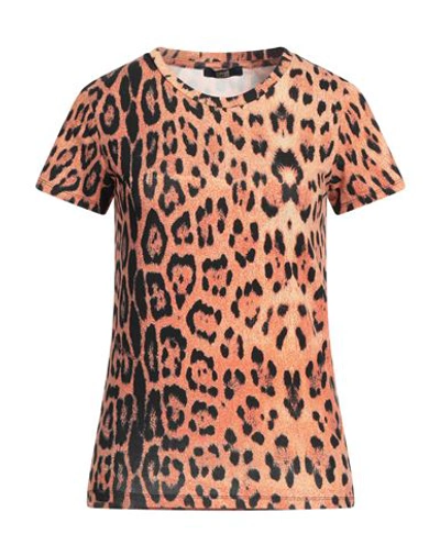 Cavalli Class Woman T-shirt Orange Size L Cotton, Elastane