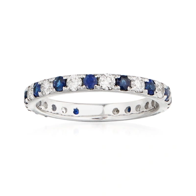 Ross-simons Sapphire And . Diamond Eternity Ring In 14kt White Gold