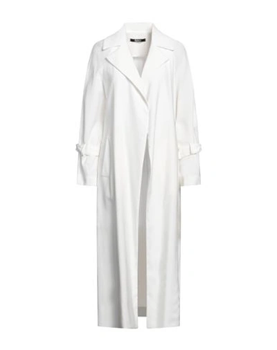 Siste's Woman Overcoat & Trench Coat White Size S Viscose, Polyester