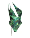 4GIVENESS 4GIVENESS WOMAN ONE-PIECE SWIMSUIT GREEN SIZE M POLYESTER, ELASTANE