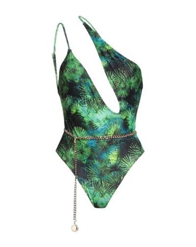 4giveness Woman One-piece Swimsuit Green Size M Polyester, Elastane