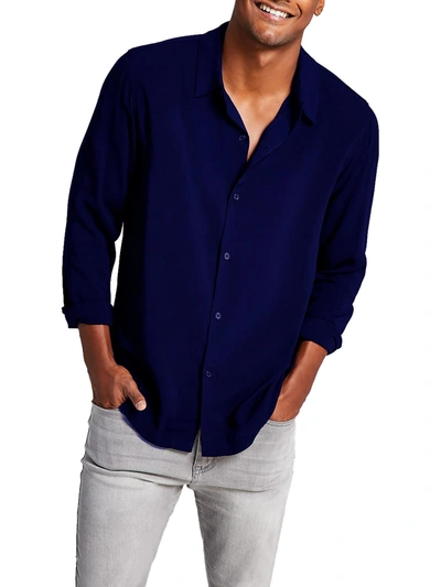 And Now This Mens Collared Long Sleeve Button-down Shirt In Blue