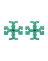 Tory Burch Woman Earrings Green Size - Plastic, Brass In Green