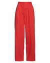 Camicettasnob Woman Pants Tomato Red Size 8 Cotton, Polyester, Elastane
