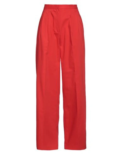 Camicettasnob Woman Pants Tomato Red Size 10 Cotton, Polyester, Elastane