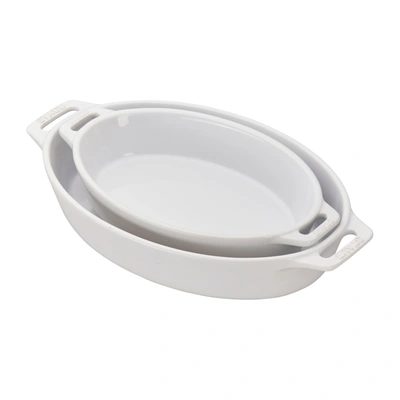 Staub Ceramic Oval Baking Dish 2-piece Set In White