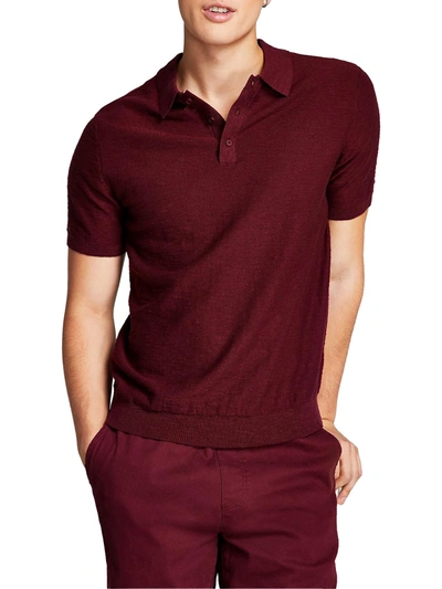 And Now This Men's Regular-fit Open Collar Sweater-knit Polo Shirt, Created For Macy's In Red