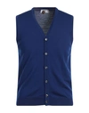 Heritage Man Cardigan Bright Blue Size 38 Merino Wool