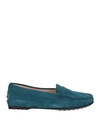 Tod's Woman Loafers Deep Teal Size 9.5 Leather In Green