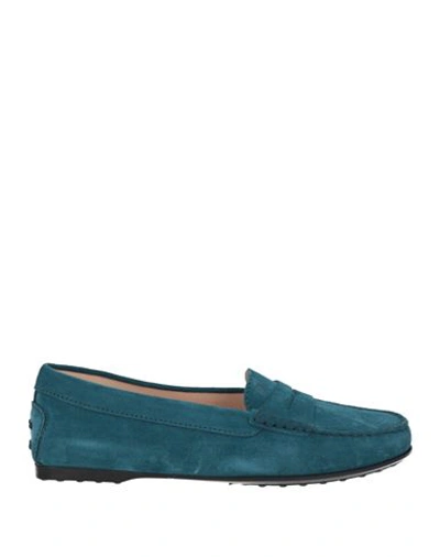 Tod's Woman Loafers Deep Teal Size 9.5 Leather In Green