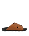 Tod's Man Sandals Camel Size 7 Calfskin In Beige