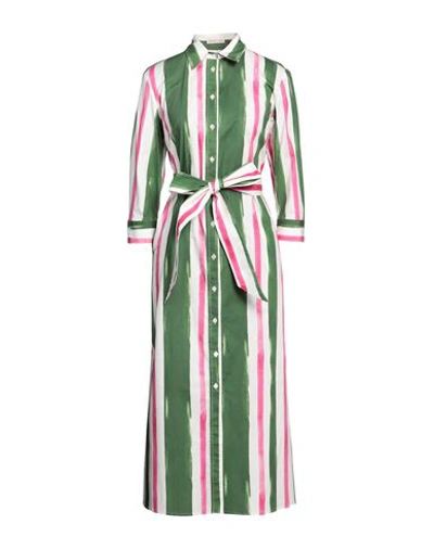 Camicettasnob Woman Midi Dress Military Green Size 6 Cotton, Elastane In Green