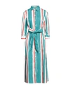 Camicettasnob Woman Midi Dress Green Size 8 Cotton, Elastane In Blue