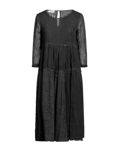 Un-namable Woman Midi Dress Lead Size 8 Linen, Cotton, Viscose In Grey