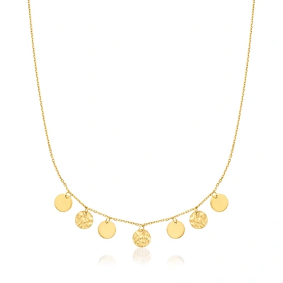 Rs Pure Ross-simons Italian 14kt Yellow Gold Disc Charm Necklace