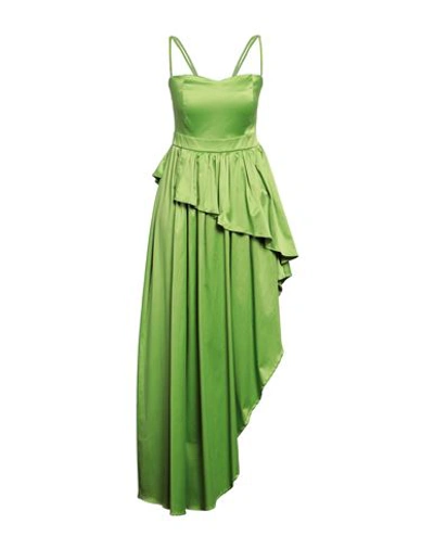 Siste's Woman Mini Dress Acid Green Size M Polyester, Cotton, Elastane