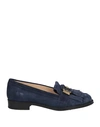 Tod's Woman Loafers Navy Size 6 Soft Leather In Navy Blue