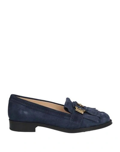 Tod's Woman Loafers Navy Size 6 Soft Leather In Navy Blue