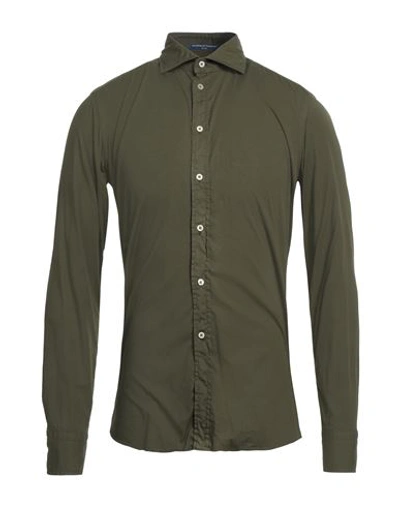 B.d.baggies B. D.baggies Man Shirt Military Green Size Xxl Cotton, Elastane In Green