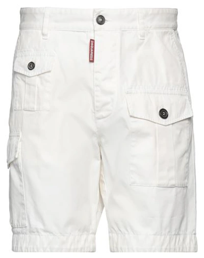 Dsquared2 Man Shorts & Bermuda Shorts White Size 34 Cotton