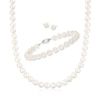 Ross-simons 6.5-7mm Cultured Pearl Jewelry Set: Necklace, Bracelet And Stud Earrings In Sterling Silver In White