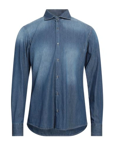 Primo Emporio Man Denim Shirt Blue Size Xxl Cotton