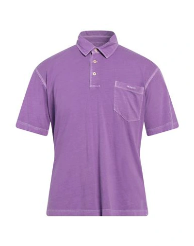 Gant Man Polo Shirt Deep Purple Size M Cotton In Purple