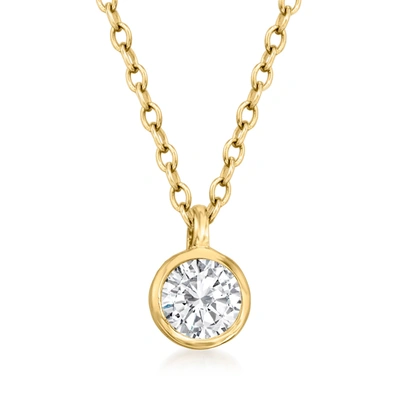 Rs Pure Ross-simons Bezel-set Diamond Solitaire Necklace In 14kt Yellow Gold In Multi