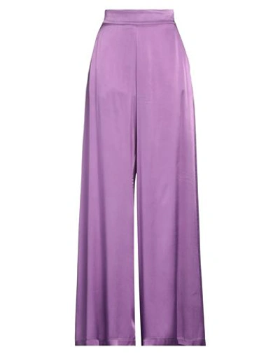 Siste's Woman Pants Mauve Size M Acetate, Silk In Purple