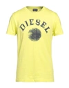 Diesel Man T-shirt Light Yellow Size L Cotton In Yellow