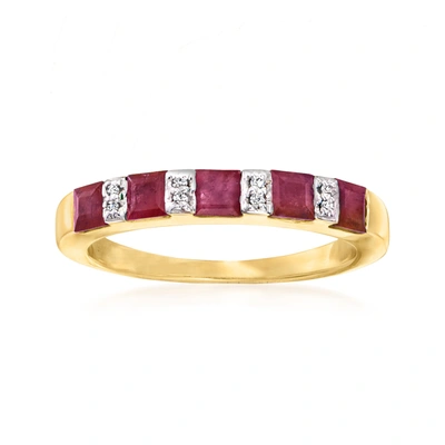 Ross-simons Ruby Ring With Diamond Accents In 18kt Gold Over Sterling In Red