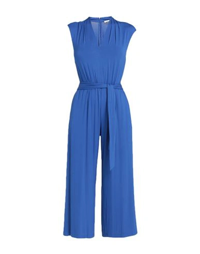 Calvin Klein Woman Jumpsuit Bright Blue Size 12 Viscose, Elastane