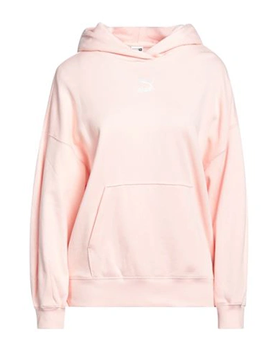 Puma Woman Sweatshirt Light Pink Size Xl Cotton, Elastane