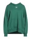 Puma Woman Sweatshirt Green Size Xl Cotton, Elastane