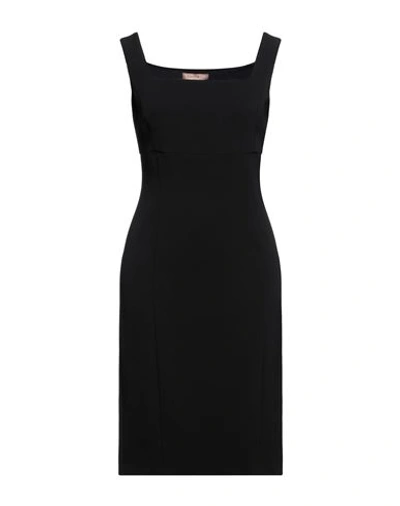 Twinset Woman Midi Dress Black Size 8 Polyester, Elastane