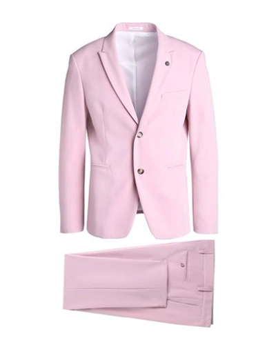 Officina 36 Man Suit Pink Size 38 Polyester, Viscose, Elastane In Pink